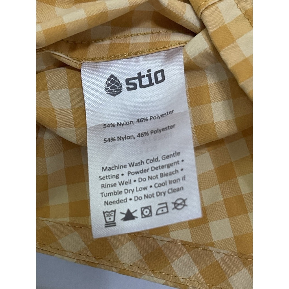 Stio Eddy Shirt Pearl Snap Local Honey Gingham Check Womens Small Nylon - Picture 3 of 6